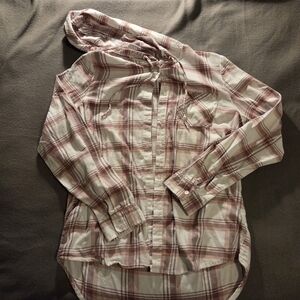 No Comment Plaid Hooded Shirt